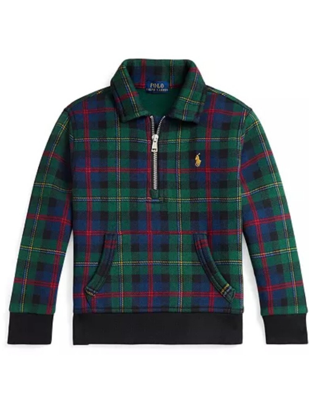 Polo Ralph Lauren Boys Green/Blue Tartan Double Knit Pullover  Sweatshirt 4T